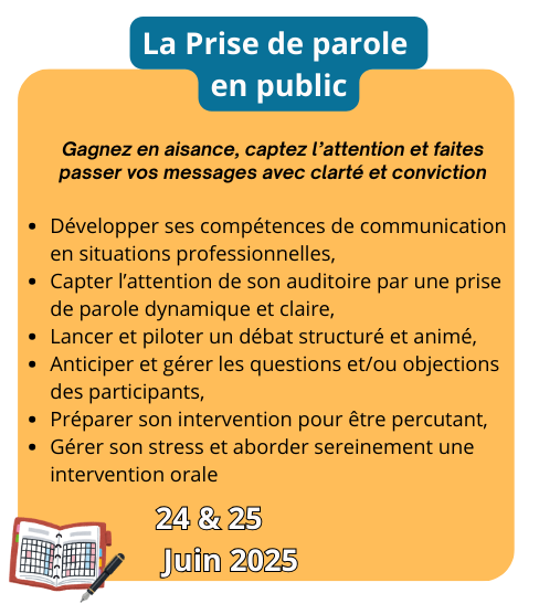 Formation La Prise de Parole en public les 24 et 25 Juin 2025 chez Formadexp au Havre Formation La Prise de Parole en public les 24 et 25 Juin 2025 chez Formadexp au Havre