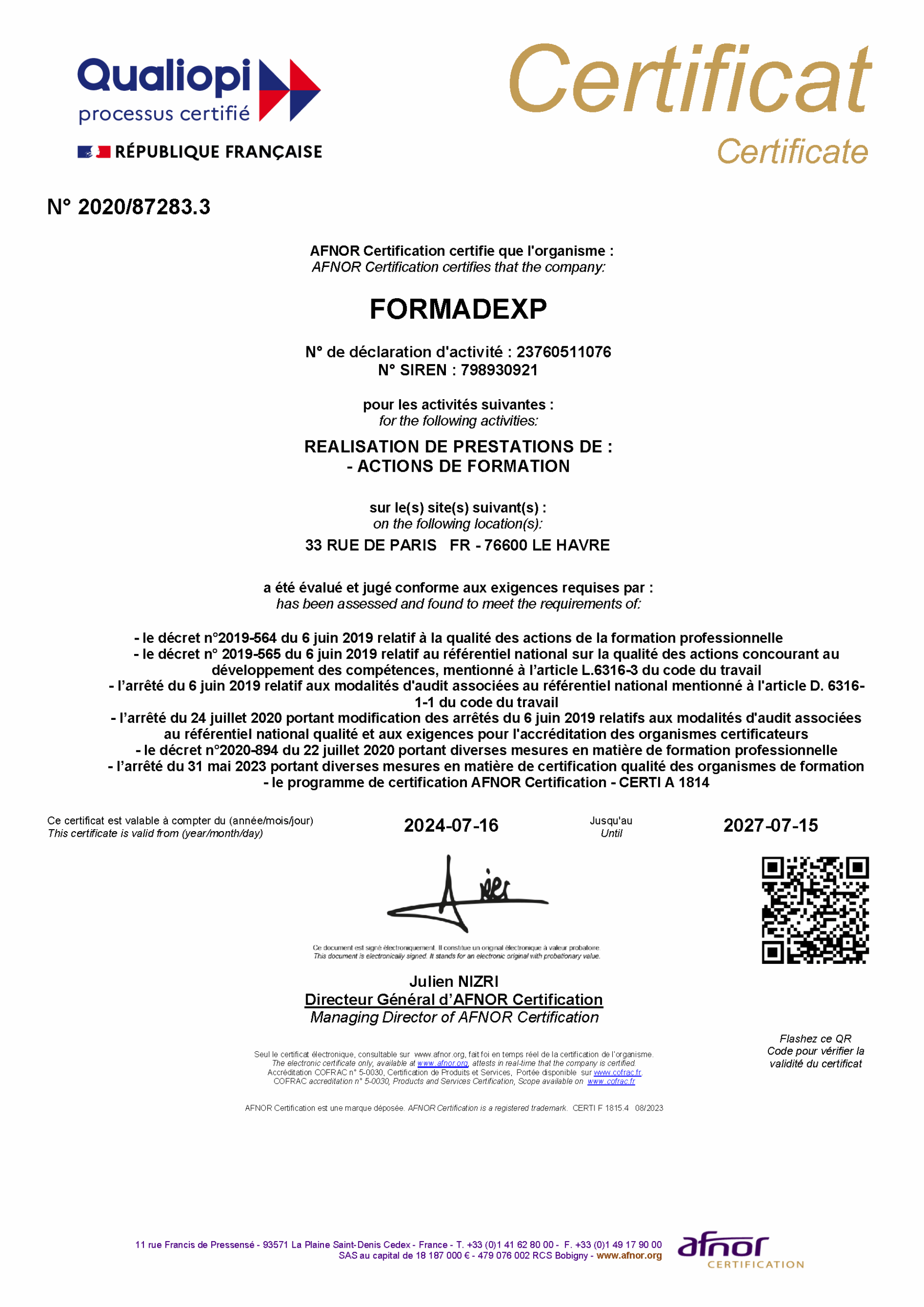 certification qualiopi